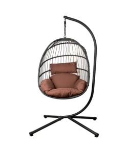 POLTRONA SOSPESA DA ESTERNO PIEGHEVOLE EUROGARDEN IN METALLO E PE RATTAN MARRONE 103X108X192 CM