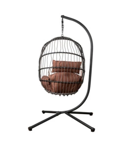 POLTRONA SOSPESA DA ESTERNO PIEGHEVOLE EUROGARDEN IN METALLO E PE RATTAN MARRONE 103X108X192 CM