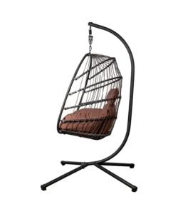 POLTRONA SOSPESA DA ESTERNO PIEGHEVOLE EUROGARDEN IN METALLO E PE RATTAN MARRONE 103X108X192 CM