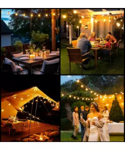 CATENA SOLARE DA ESTERNO EUROGARDEN CON 10 LAMPADINE LED A LUCE CALDA, LUMINOSITA' REGOLABILE, 8 MODALITA' 5W 7 MT