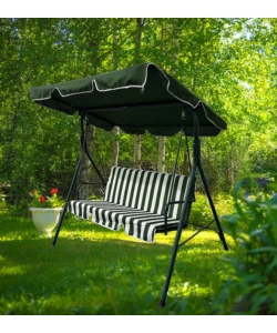 DONDOLO DA GIARDINO 3 POSTI EUROGARDEN "STRIPES" FANTASIA RIGHE VERDI 172X112X152 CM