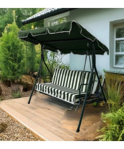 DONDOLO DA GIARDINO 3 POSTI EUROGARDEN "STRIPES" FANTASIA RIGHE VERDI 172X112X152 CM