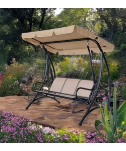 DONDOLO DA GIARDINO 3 POSTI EUROGARDEN "HAWAII" BEIGE 195X115X172 CM