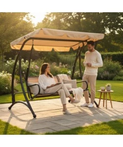 DONDOLO DA GIARDINO 3 POSTI EUROGARDEN "HAWAII" BEIGE 195X115X172 CM