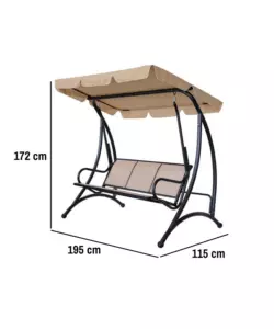 DONDOLO DA GIARDINO 3 POSTI EUROGARDEN "HAWAII" BEIGE 195X115X172 CM