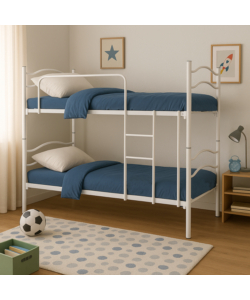 LETTO A CASTELLO SINGOLO SCOMPONIBILE SOMNUS IN METALLO BIANCO 203X145,5X83 CM