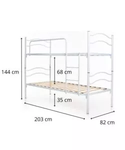 LETTO A CASTELLO SINGOLO SCOMPONIBILE SOMNUS IN METALLO BIANCO 203X145,5X83 CM