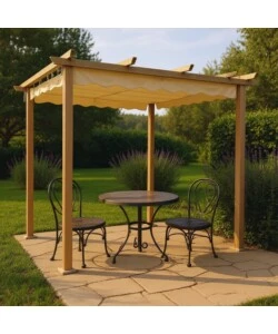 GAZEBO PERGOLA DA ESTERNO EUROGARDEN "DAIANA" IN ACCIAIO EFFETTO LEGNO 3X3 M