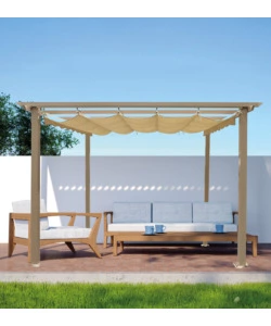 GAZEBO PERGOLA DA ESTERNO EUROGARDEN "DAIANA" IN ACCIAIO EFFETTO LEGNO 3X3 M