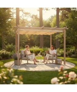 GAZEBO PERGOLA DA ESTERNO EUROGARDEN "DAIANA" IN ACCIAIO EFFETTO LEGNO 3X3 M