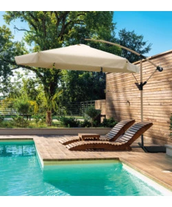OMBRELLONE A BRACCIO QUADRATO DA GIARDINO EUROGARDEN EFFETTO LEGNO ECRÙ 3X3 M