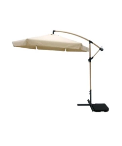 OMBRELLONE A BRACCIO QUADRATO DA GIARDINO EUROGARDEN EFFETTO LEGNO ECRÙ 3X3 M
