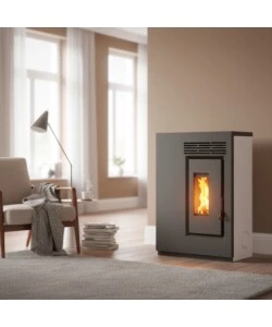 Stufa a pellet ventilata slim Caris "Fiore" bianco 5,0 kW