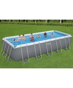 PISCINA FUORI TERRA CON STRUTTURA RETTANGOLARE BESTWAY "STEEL PRO MAX" GRIGIO CHIARO 640X274X132 CM
