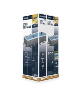 PISCINA FUORI TERRA CON STRUTTURA RETTANGOLARE BESTWAY "STEEL PRO MAX" GRIGIO CHIARO 640X274X132 CM