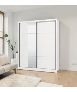 ARMADIO 2 ANTE SCORREVOLI BELLAHOME "ALBA" CON SPECCHIO BIANCO 180X59,8X215,7 CM