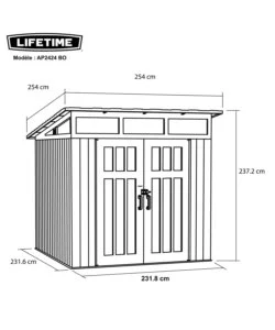 CASETTA DA GIARDINO LIFETIME IN RESINA EFFETTO LEGNO GRIGIO 2,54X2,54X2,37 CM