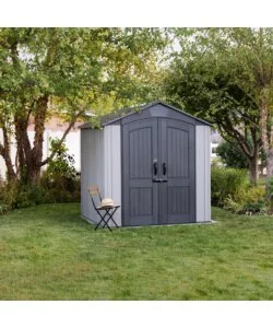 CASETTA DA GIARDINO LIFETIME IN RESINA EFFETTO LEGNO GRIGIO 214X214X227 CM