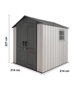 CASETTA DA GIARDINO LIFETIME IN RESINA EFFETTO LEGNO GRIGIO 214X214X227 CM