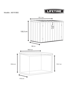 BOX DA GIARDINO LIFETIME IN RESINA GRIGIO 180X97X122 CM