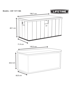 BAULE DA ESTERNO LIFETIME IN RESINA GRIGIO 150,7X71,9X69,1 CM