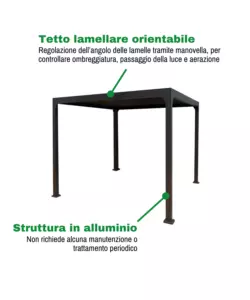 PERGOLA BIOCLIMATICA DA ESTERNO EUROGARDEN "ERA" IN ALLUMINIO E ACCIAIO ANTRACITE 3X3 M