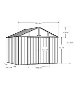 CASETTA DA GIARDINO HABRITA "ARROW EZEE" IN ACCIAIO ZINCATO ANTRACITE E PANNA 299,1X248,9X248,9 CM