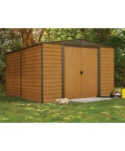 CASETTA DA GIARDINO HABRITA "ARROW WOODRIDGE" IN ACCIAIO ZINCATO EFFETTO LEGNO 313,1X370,2X208,6 CM