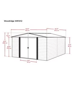CASETTA DA GIARDINO HABRITA "ARROW WOODRIDGE" IN ACCIAIO ZINCATO EFFETTO LEGNO 313,1X370,2X208,6 CM
