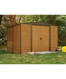 CASETTA DA GIARDINO HABRITA "ARROW WOODRIDGE" IN ACCIAIO ZINCATO EFFETTO LEGNO 313,1X241,9X208,6 CM