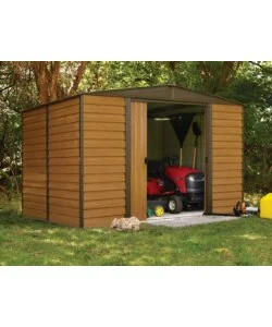 CASETTA DA GIARDINO HABRITA "ARROW WOODRIDGE" IN ACCIAIO ZINCATO EFFETTO LEGNO 313,1X241,9X208,6 CM
