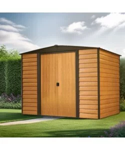 CASETTA DA GIARDINO HABRITA "ARROW WOODRIDGE" IN ACCIAIO ZINCATO EFFETTO LEGNO 253,4X181X201 CM