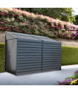 CASETTA DA GIARDINO ADDOSSATA HABRITA "ARROW YARDSAVER" IN ACCIAIO ZINCATO ANTRACITE 124,5X294,6X208,3 CM