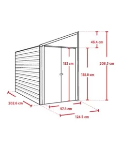 CASETTA DA GIARDINO ADDOSSATA HABRITA "ARROW YARDSAVER" IN ACCIAIO ZINCATO ANTRACITE 124,5X202,6X208,3 CM