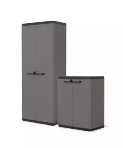 SET 2 ARMADI IN RESINA "PIù" ALTO E BASSO, 68X39X166/83 CM