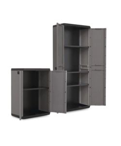 SET ARMADIO IN RESINA "PIù" ALTO E BASSO, 68X39X166/83 CM