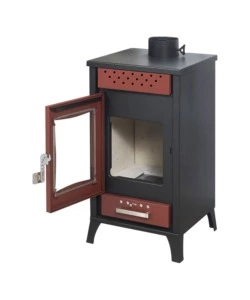 STUFA A LEGNA DIVINA FIRE "OLGA" ROSSO 15 KW
