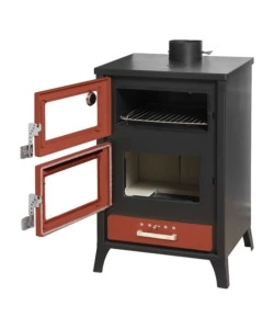 STUFA A LEGNA CON FORNO DIVINA FIRE "MARIKA" ROSSO 22 KW