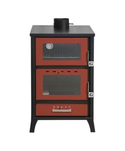 STUFA A LEGNA CON FORNO DIVINA FIRE "MARIKA" ROSSO 22 KW