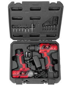 KIT VALIGETTA TRAPANO CON PERCUSSIONE E AVVITATORE IMPULSI A BATTERIA VALEX 2 BATTERIE 12V 2AH E CARICABATTERIE