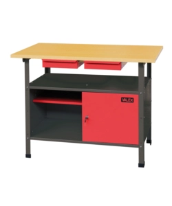 BANCO DA LAVORO VALEX IN LEGNO E ACCIAIO CON 2 CASSETTI E ANTA RICHIUDIBILE 120X60X85 CM