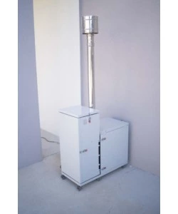 STUFA A PELLET SENZA CANNA FUMARIA PIROX "TURBOPELLET" BIANCO 11 KW