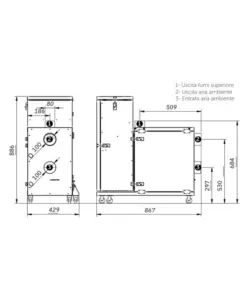 STUFA A PELLET SENZA CANNA FUMARIA PIROX "TURBOPELLET" BIANCO 11 KW