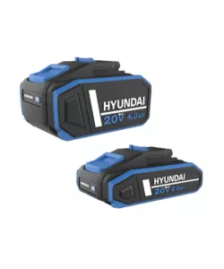 KIT TRAPANO A PERCUSSIONE E SMERIGLIATRICE ANGOLARE A BATTERIA HYUNDAI 2 BATTERIE 20V 2AH/4AH E CARICABATTERIE - COD. 25851