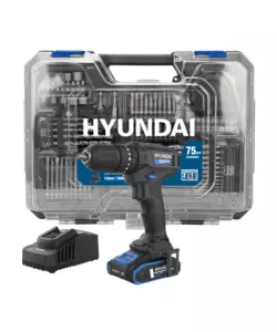 KIT VALIGETTA TRAPANO A PERCUSSIONE A BATTERIA HYUNDAI 50 NM 20V 2AH, CARICABATTERIE E 75 UTENSILI - COD. 25873