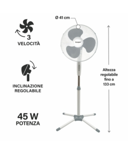 VENTILATORE A PIANTANA KOOPER "ARTICFRESH" BIANCO 45W