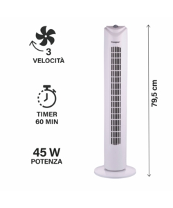 VENTILATORE A TORRETTA BIANCO 45W