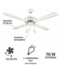VENTILATORE A SOFFITTO "WINDY" BIANCO 70W