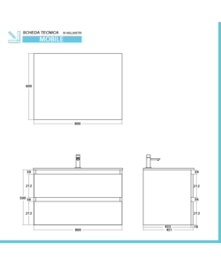 MOBILE BAGNO SOSPESO "REVITAL" NOCE SCURO, 84X49X56 CM