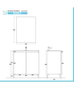 MOBILE BAGNO DA APPOGGIO "REVITAL" ROVERE, 80X46X86 CM